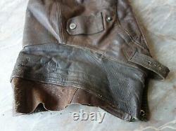 Vtg Rare Ww2 Wwii German Luftwaffe Aviator Pilot Leather Flight Helmet & Gloves