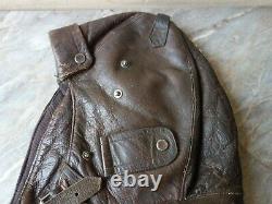 Vtg Rare Ww2 Wwii German Luftwaffe Aviator Pilot Leather Flight Helmet & Gloves