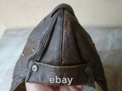 Vtg Rare Ww2 Wwii German Luftwaffe Aviator Pilot Leather Flight Helmet & Gloves