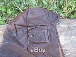 Vtg Rare Ww2 Wwii German Luftwaffe Aviator Pilot Leather Flight Helmet Hat Cap