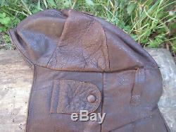 Vtg Rare Ww2 Wwii German Luftwaffe Aviator Pilot Leather Flight Helmet Hat Cap