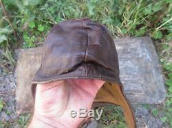 Vtg Rare Ww2 Wwii German Luftwaffe Aviator Pilot Leather Flight Helmet Hat Cap