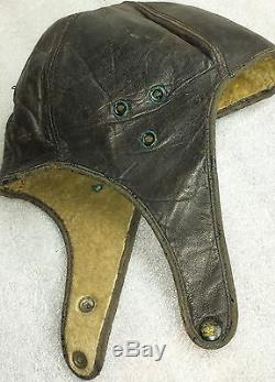 Vtg WW2 U. S. PILOTS LEATHER FLIGHT HELMET Tru-Fit Berlin, WI Glove B. G. Co