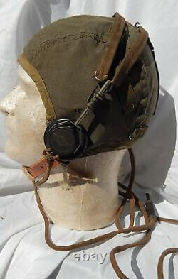 WW 2 US AAF Pilot & Crew Type A-9 Wool Flight Helmet With RCA Vintage Headset