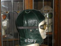 WW1 1930's GERMAN PILOTS FLIGHT FLYING HELMET & GOGGLES. Sz58