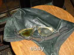 WW1 1930's GERMAN PILOTS FLIGHT FLYING HELMET & GOGGLES. Sz58
