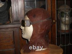 WW1 GERMAN PILOTS FLIGHT FLYING HELMET & GOGGLES. Sz 7