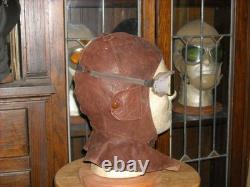 WW1 GERMAN PILOTS FLIGHT FLYING HELMET & GOGGLES. Sz 7