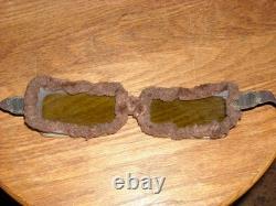WW1 GERMAN PILOTS FLIGHT FLYING HELMET & GOGGLES. Sz 7