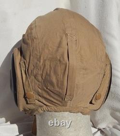WW2 Army Air Force A-10 Pilot Khaki Flight Helmet Size Large By Bates Shoe Co