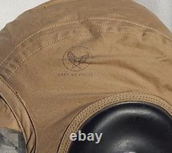 WW2 Army Air Force A-10 Pilot Khaki Flight Helmet Size Large By Bates Shoe Co