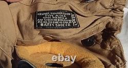 WW2 Army Air Force A-10 Pilot Khaki Flight Helmet Size Large By Bates Shoe Co
