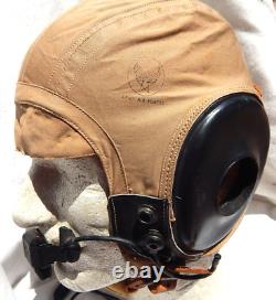 WW2 Army Air Force ANH-15 Pilot Khaki Flight Helmet With RARE MX-108/UR Lip Mike