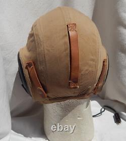 WW2 Army Air Force ANH-15 Pilot Khaki Flight Helmet With RARE MX-108/UR Lip Mike