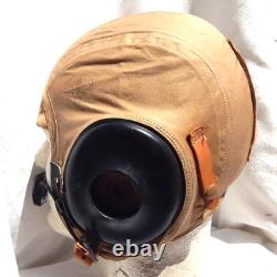 WW2 Army Air Force ANH-15 Pilot Khaki Flight Helmet With RARE MX-108/UR Lip Mike