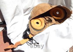 WW2 Army Air Force ANH-15 Pilot Khaki Flight Helmet With RARE MX-108/UR Lip Mike