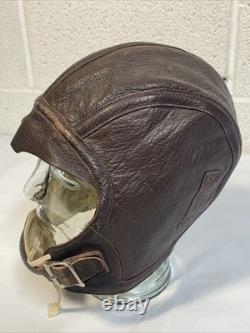 WW2 Era Leather Flight Helmet NAF 1092 7 3/8 USN Navy Flyers Pilot Chin Strap