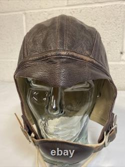 WW2 Era Leather Flight Helmet NAF 1092 7 3/8 USN Navy Flyers Pilot Chin Strap