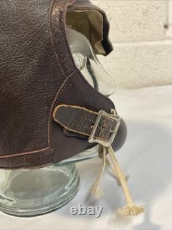 WW2 Era Leather Flight Helmet NAF 1092 7 3/8 USN Navy Flyers Pilot Chin Strap