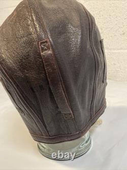 WW2 Era Leather Flight Helmet NAF 1092 7 3/8 USN Navy Flyers Pilot Chin Strap