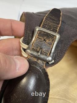 WW2 Era Leather Flight Helmet NAF 1092 7 3/8 USN Navy Flyers Pilot Chin Strap