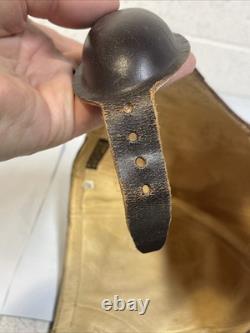 WW2 Era Leather Flight Helmet NAF 1092 7 3/8 USN Navy Flyers Pilot Chin Strap