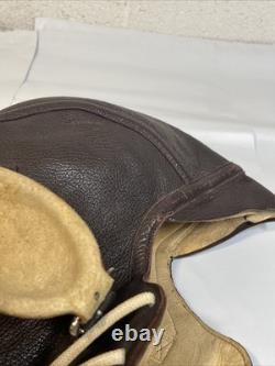 WW2 Era Leather Flight Helmet NAF 1092 7 3/8 USN Navy Flyers Pilot Chin Strap