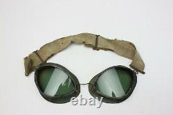 WW2 German Luftwaffe FK-34 Summer Pilots Flight Crew Helmet with goggles