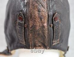 WW2 German luftwaffe leather winter flight helmet pilot wehrmacht US vet estate