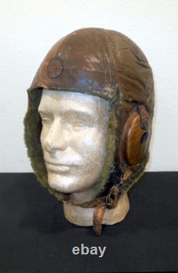 WW2 Imperial Japanese Army WINTER LEATHER & FUR PILOT FLIGHT HELMET GOOD