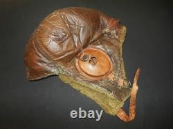 WW2 Imperial Japanese Army WINTER LEATHER & FUR PILOT FLIGHT HELMET GOOD
