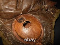 WW2 Imperial Japanese Army WINTER LEATHER & FUR PILOT FLIGHT HELMET GOOD