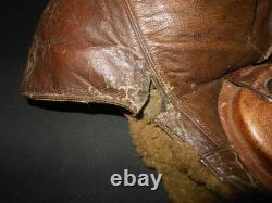 WW2 Imperial Japanese Army WINTER LEATHER & FUR PILOT FLIGHT HELMET GOOD