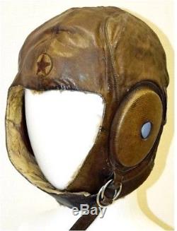 WW2 Japanese Army Flight Cap Helmet Pilot Leather Cap Large Size 1943 with Star
