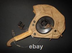 WW2 US Navy Pilot Aircraft TYPE AN-H-15 FLIGHT HELMET & BOOM MIC NICE