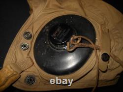 WW2 US Navy Pilot Aircraft TYPE AN-H-15 FLIGHT HELMET & BOOM MIC NICE