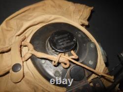 WW2 US Navy Pilot Aircraft TYPE AN-H-15 FLIGHT HELMET & BOOM MIC NICE