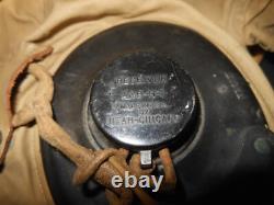 WW2 US Navy Pilot Aircraft TYPE AN-H-15 FLIGHT HELMET & BOOM MIC NICE