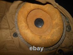 WW2 US Navy Pilot Aircraft TYPE AN-H-15 FLIGHT HELMET & BOOM MIC NICE