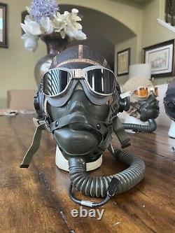 WW2 WWII Pilot Flight Helmet A11, AN6530 Googles, A14 Oxygen mask AAF USAAF #1