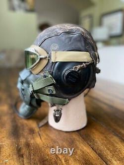 WW2 WWII Pilot Flight Helmet A11, AN6530 Googles, A14 mask AAF USAAF #4