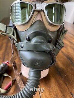 WW2 WWII Pilot Flight Helmet A11, AN6530 Googles, A14 mask AAF USAAF #4