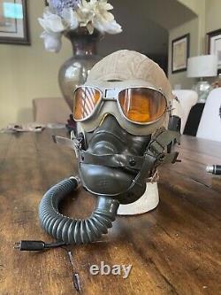 WW2 WWII Pilot Summer Flight Helmet AN-H-15, AN6530 Googles, A14 Oxygen mask