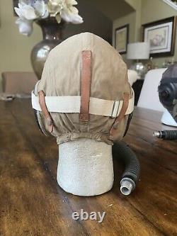 WW2 WWII Pilot Summer Flight Helmet AN-H-15, AN6530 Googles, A14 Oxygen mask