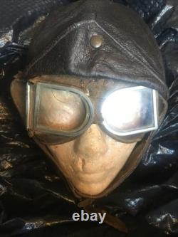 WWI Military Fighter PILOTS FLIGHT HELMET & goggles WW1 American WW1 USA