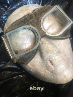 WWI Military Fighter PILOTS FLIGHT HELMET & goggles WW1 American WW1 USA