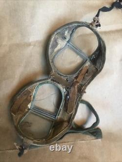 WWI Military Fighter PILOTS FLIGHT HELMET & goggles WW1 American WW1 USA