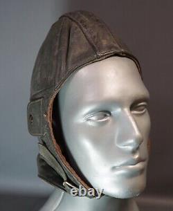 WWII German Luftwaffe Aviator Pilot Flight Leather Helmet Motorcycle Neck Flap