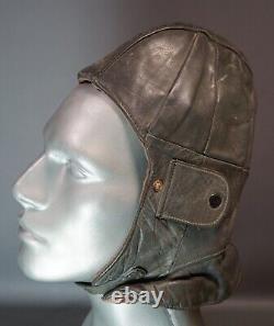 WWII German Luftwaffe Aviator Pilot Flight Leather Helmet Motorcycle Neck Flap