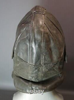 WWII German Luftwaffe Aviator Pilot Flight Leather Helmet Motorcycle Neck Flap